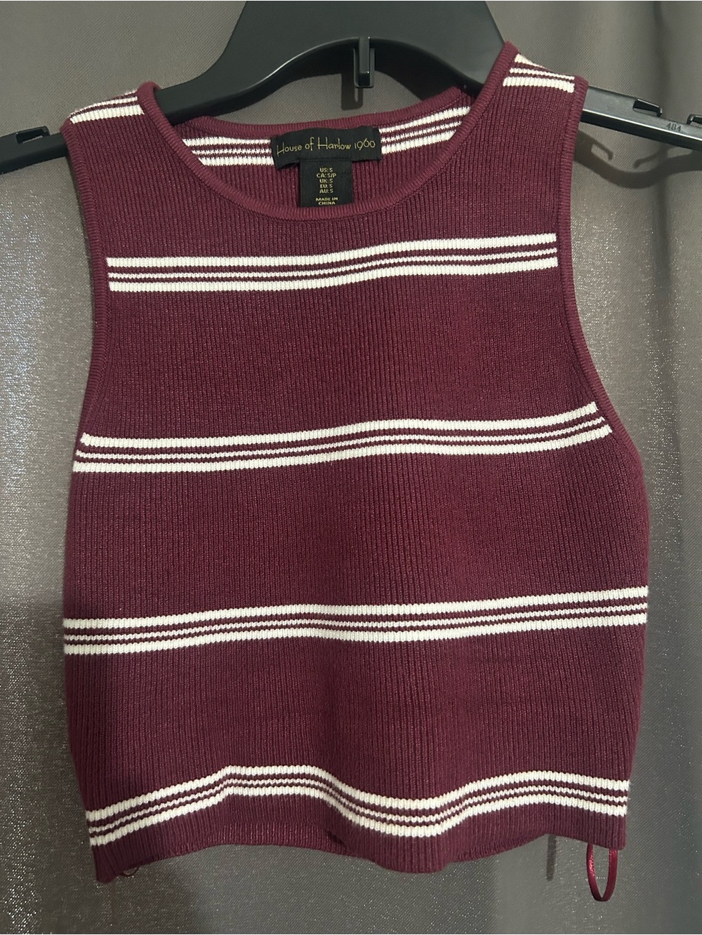 House of Harlow 1960 Maroon Knit Stripe Tank